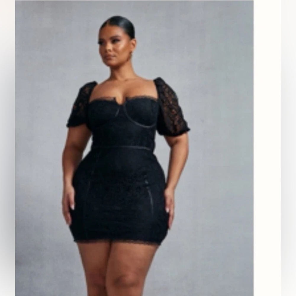 NWT Pretty little Thing Black Lace Dress 12